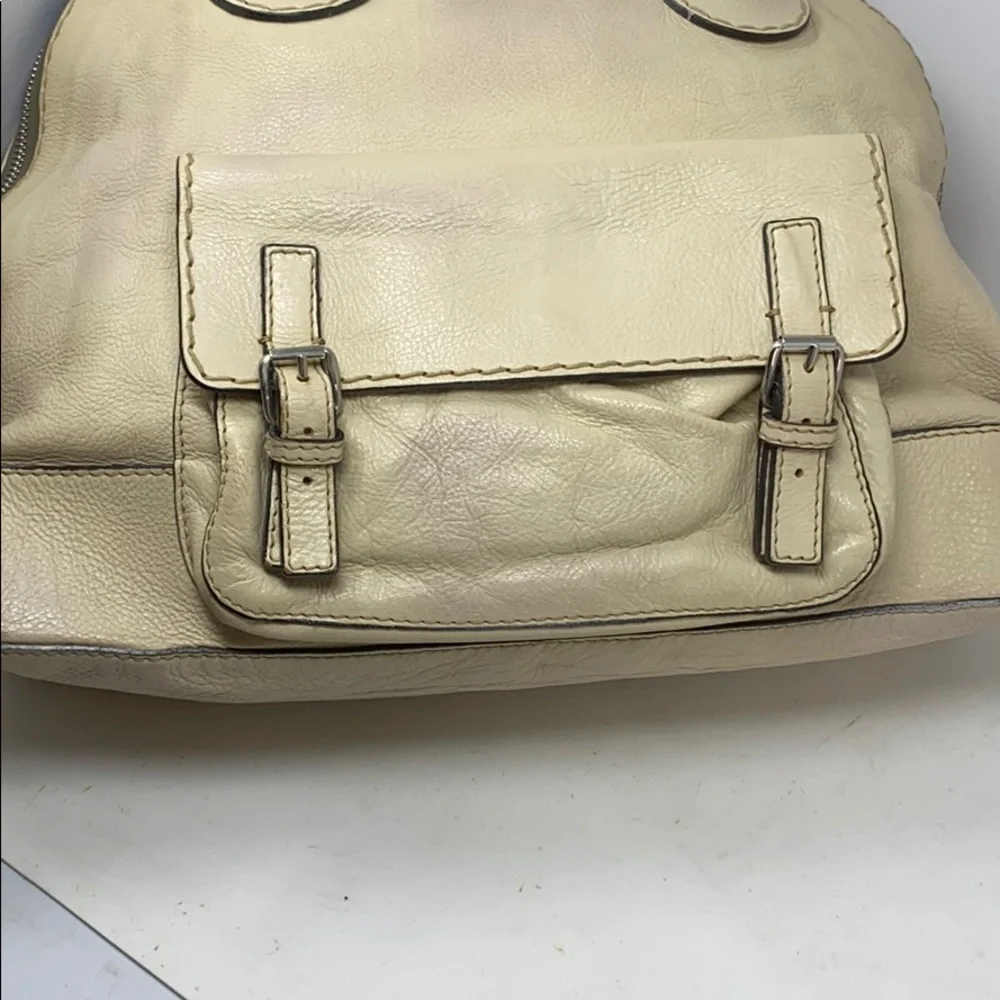 Chloe Edith XL Dome Beige Calfskin Bowler Bag